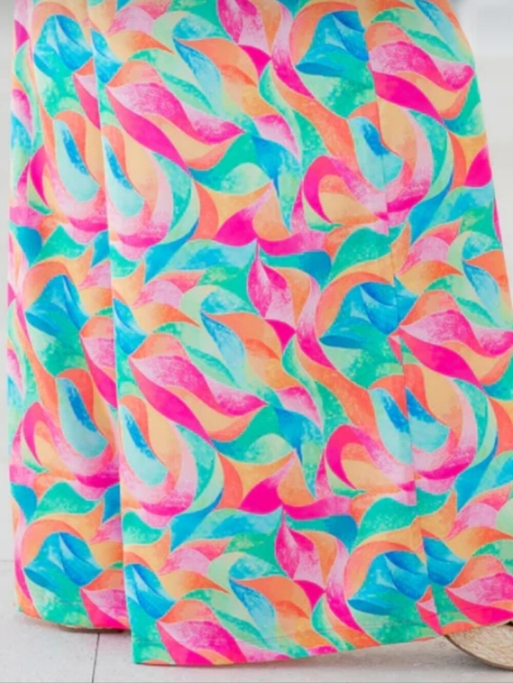 Pink Lily Kaleidoscope Dreams Tropical Satin High-Waisted Wide-Leg Pants Size XL - Picture 4 of 4